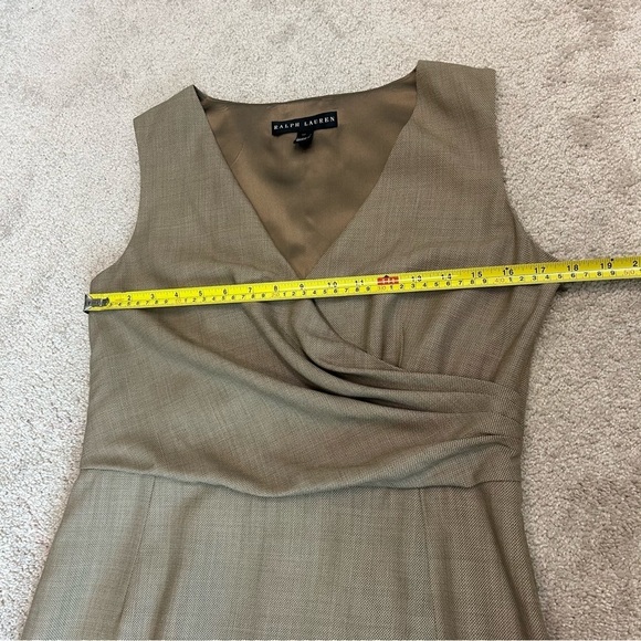 Ralph Lauren tan camel brown sleeveless wool cashmere belted midi dress Sz 10 - Picture 12 of 15